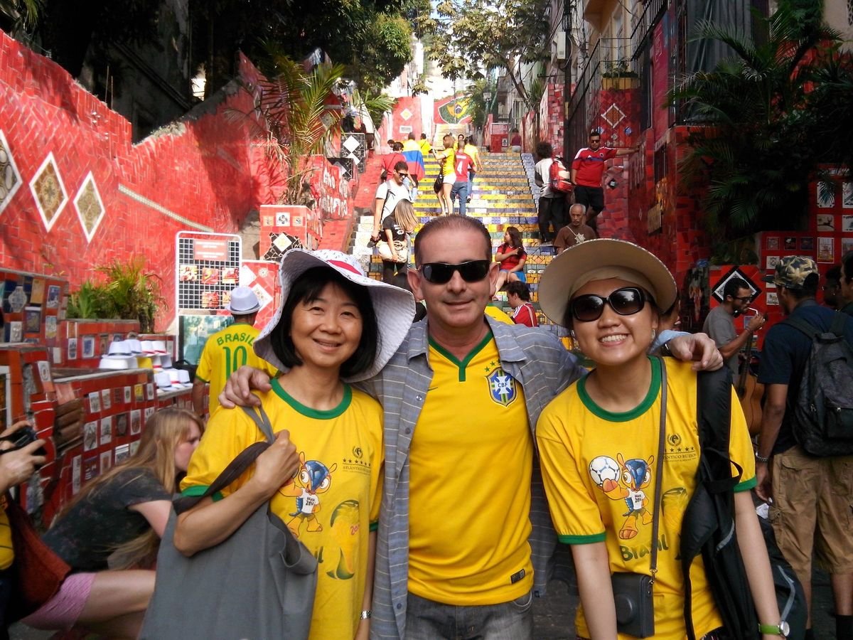 Guests in Brazil shirts on the Selarón Steps